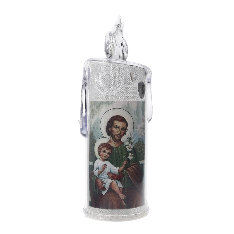Lampe à bougie électronique sans flamme, bougie de prière consacrée, lumière de jésus vierge, décoration religieuse