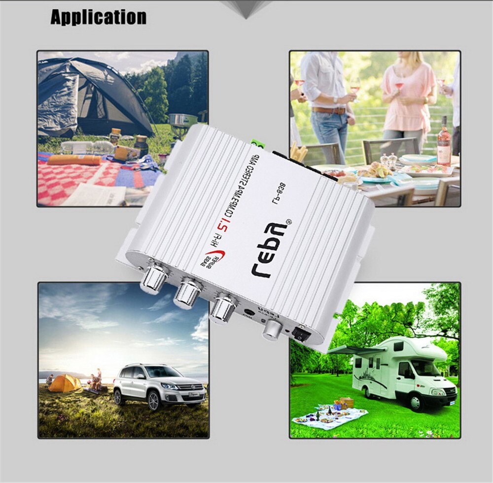 HI-FI Digital Power Amplifier Stereo Bass Speaker Amusement Accessories DC12V 20W Small Power Amplifier LP-838