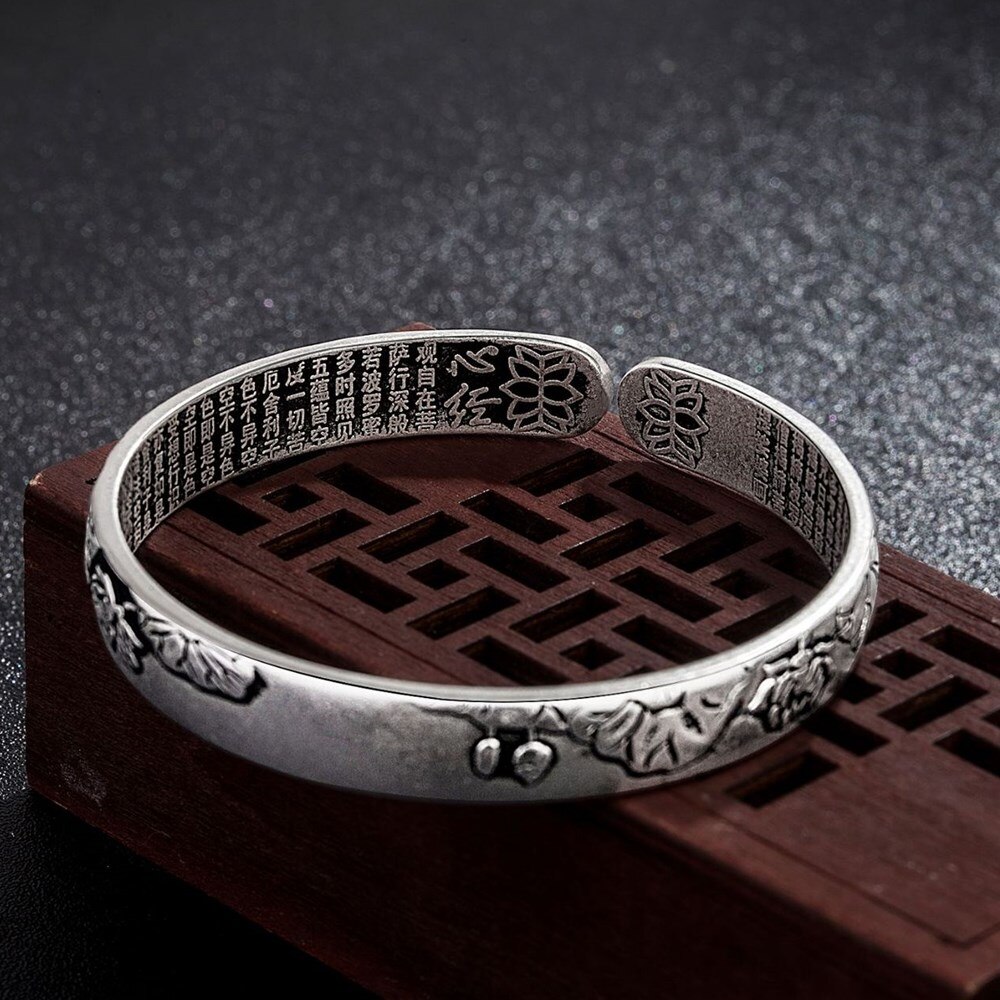 NEHZY S999 timbro argento nuova donna gioielli di moda di alta qualità nero fiore di loto argento tailandese retrò semplice braccialetto aperto