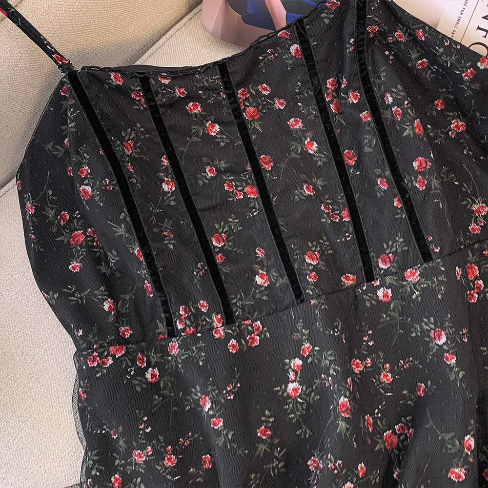 Vestido casual de verão feminino, tamanho positivo, solto, confortável, preto, estampa de chiffon, comprimento médio, grande, forro em linha A