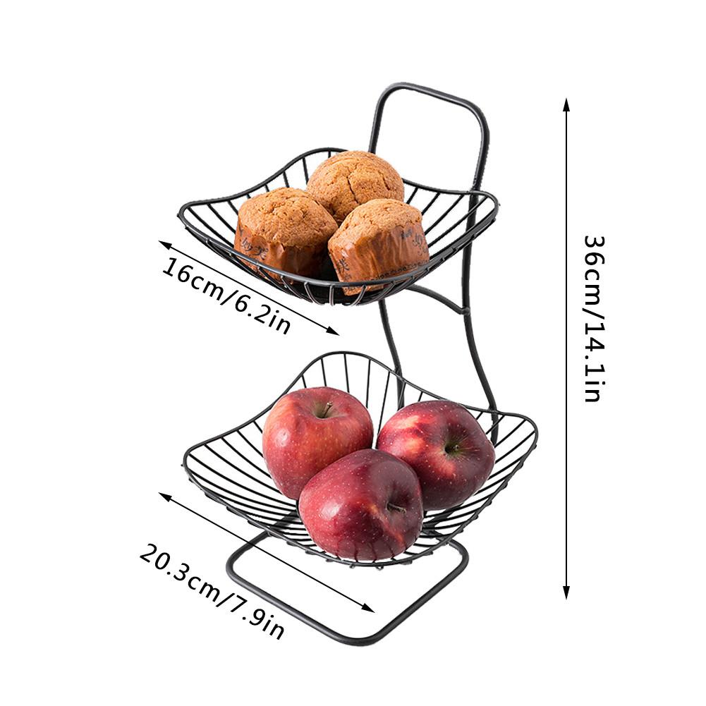 2 Tier Fruit Basket Holder Stand Kitchen Storage Stainless Steel Living Room Kitchen Organizer Decor