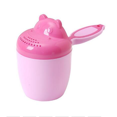 Gorros de baño de dibujos animados para bebé, taza de champú para niño, cebo de baño para bebé, cucharas, taza para lavar el pelo, herramienta de baño para niño: Pink Hippo
