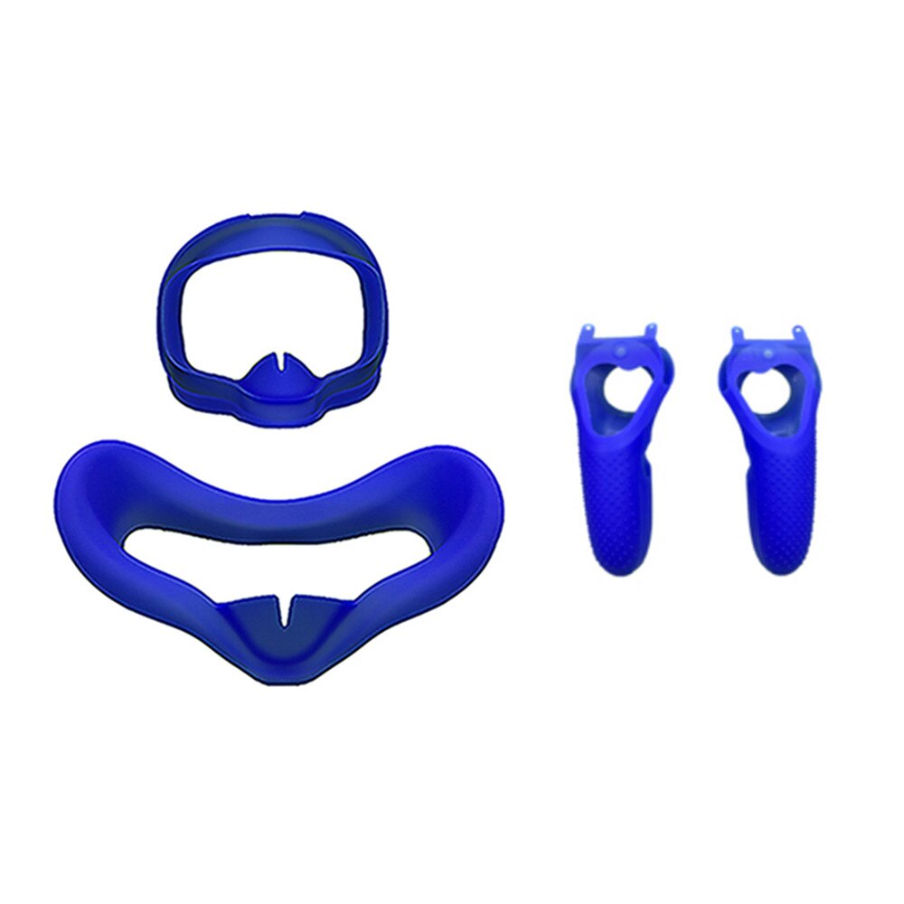 ​ Unisex Anti-leakage Light Blocking Eye Cover Soft Anti-sweat Silicone Eye Mask Cover for Oculus Quest: blue -3pcs set