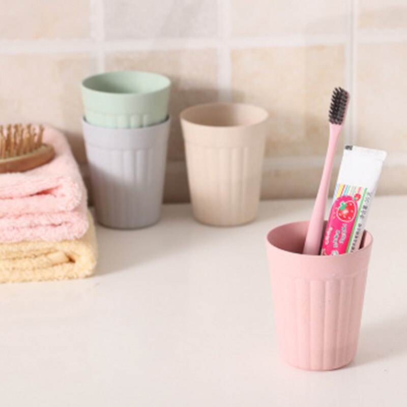 Plastic Eco-Friendly Toothbrush Cup Bamboo Fiber Environmental Water Children Breakfast Wheat Straw Coffee Tea Milk Drink Cup