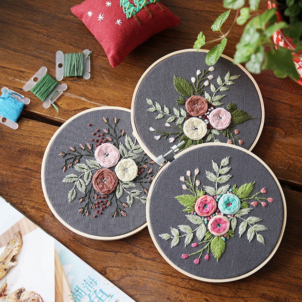 DIY Ribbons Embroidery For Beginners Practical Kits Needlework Floral Cross Stitch Wall Painting Art Home Decor Set