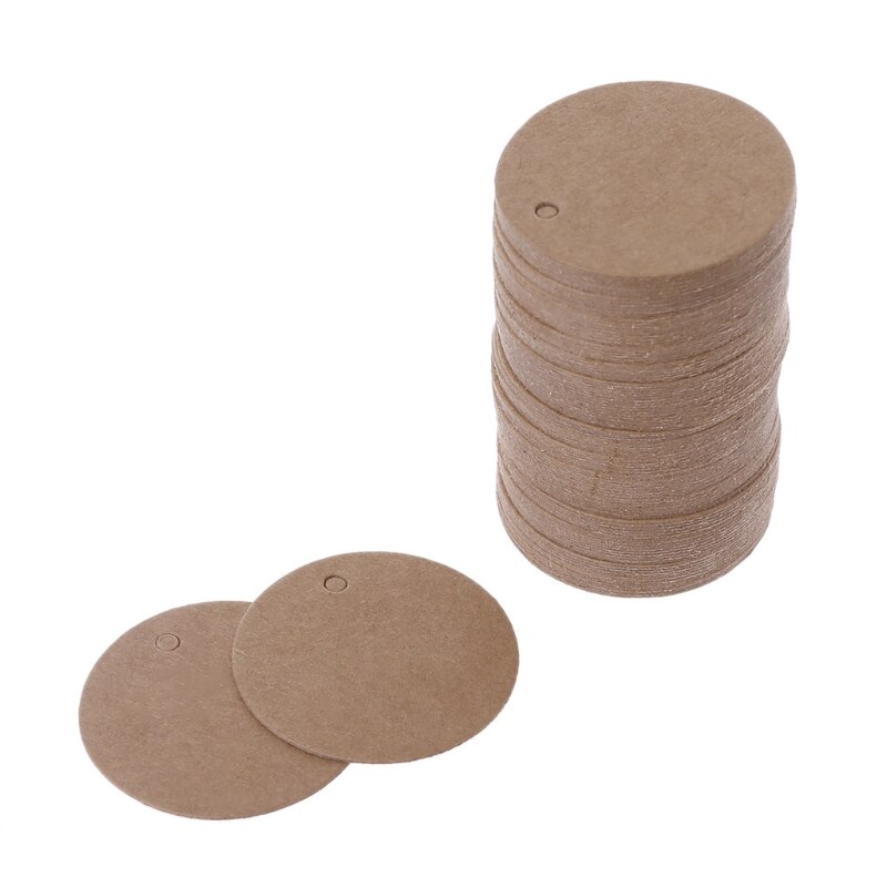 Étiquettes volantes en papier Kraft vierge, 100 pièces, pour de mariage, carte , 3.5cm, ,: Brown