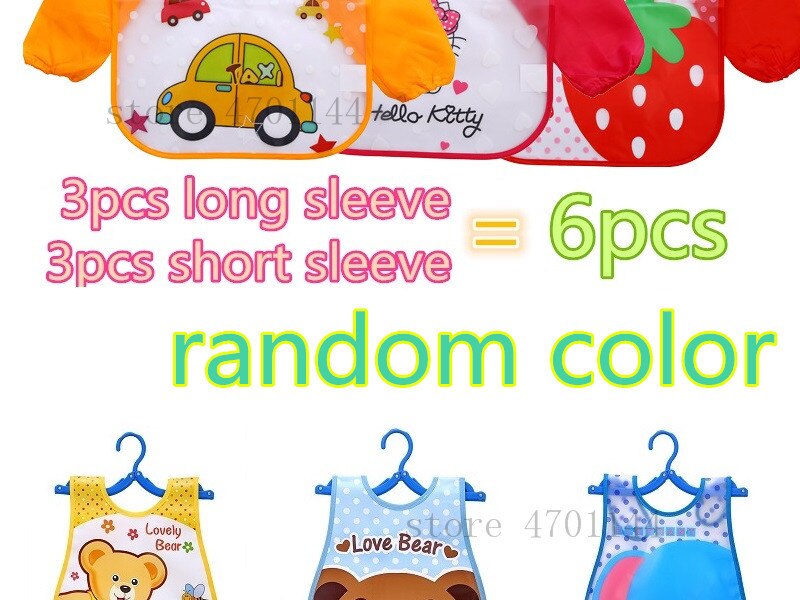 6 teile/satz Nette Baby Wasserdicht Langarm Schürze freundlicher Fütterung Kittel Lätzchen Spuck Kleidung Weiche essen Kleinkind EVA Lätzchen Spuck tücher: zufällig Farbe 6Stck