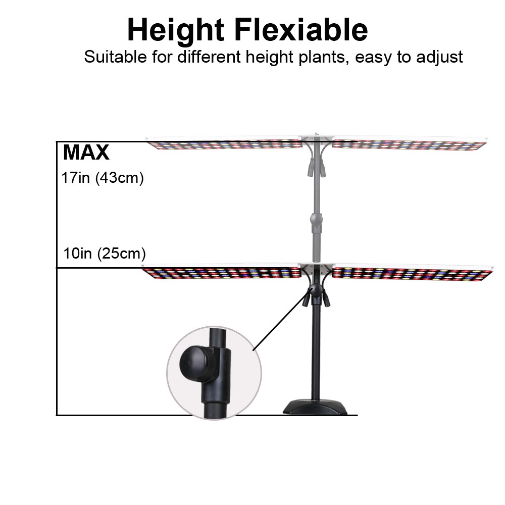 JCBritw LED Grow Light with Stand Full Spectrum White Red Blue Desk Table Growing Lamp Dimmable with Timer 100W