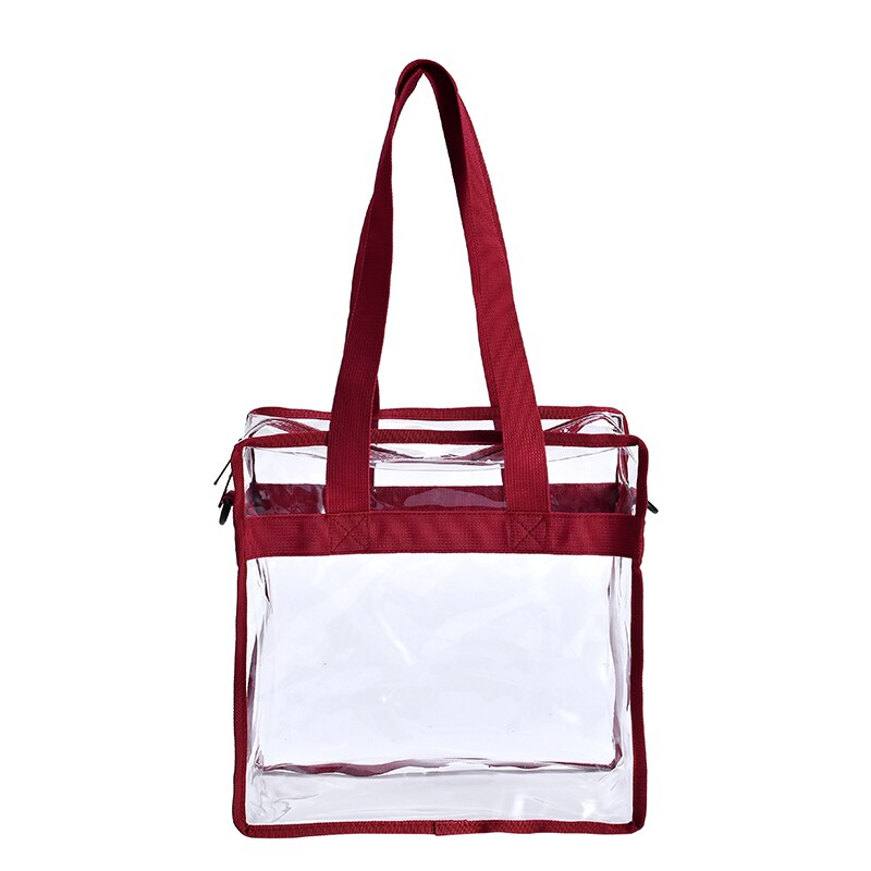 Radura di modo Trasparente Tote Bag IN PVC Trasparente Borsa Da Spiaggia Shopping Trendy Stadio di Sicurezza Sacchetti Cosmetici Nuovo: Rosso