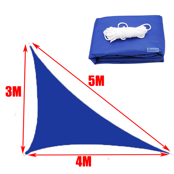Blauw Waterdichte Zon Zonnezeil Vierkante Rechthoek Driehoek Vorm Tuin Terras Luifel Uv-Block Schaduw Kamp Wandelen Yard Luifels: 3x4x5m
