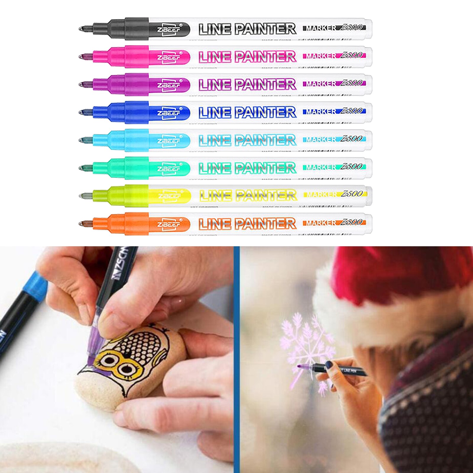 Premium Outline Marker Pen Highlight 0.7mm Posters Art Metallic Markers Pen: 8 Colors