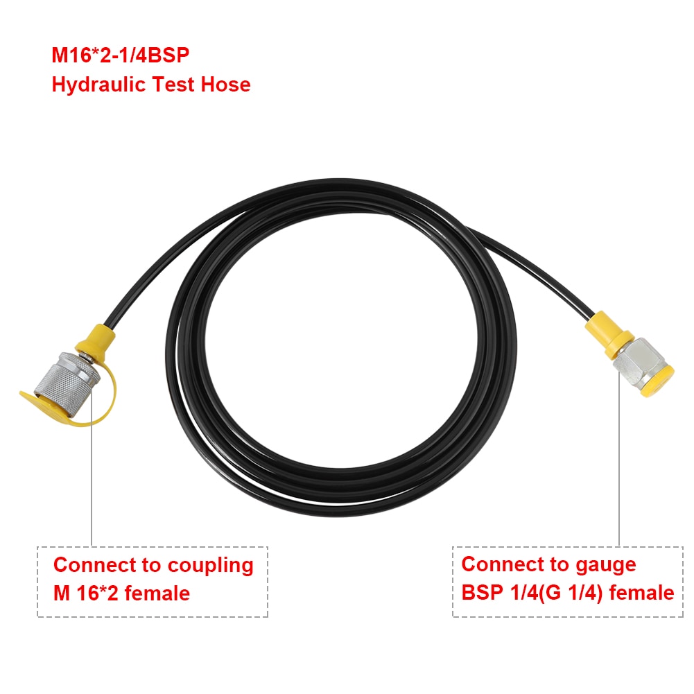 1PC 64MPa 2M/6FT M16-M16 Hydraulic Pressure Test Hose Female Liquid Hydraulic Test Hose Black End Gauge Connecting Cable