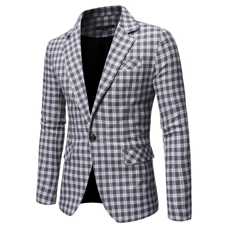 Märke pläd män kavaj kavaj slim fit enkelknapp långärmad kavaj masculino företag bröllop formell kostym kappa