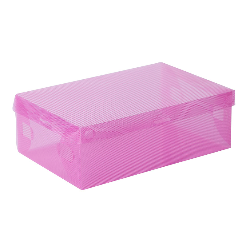 Caja de almacenamiento de zapatos de plástico transparente para mujer/niño, caja de cosméticos plegable, estante de zapatos de Color, caja de zapatos abatible, 5 uds.: Color rosa