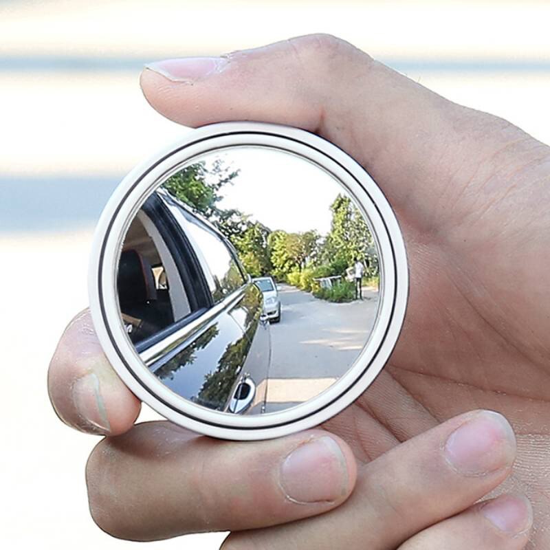 2PCS Car Round Frame Convex Blind Spot Mirror 360 Degree Adjustable Wide-angle Clear Rearview Auxiliary Mirror Driving Safety