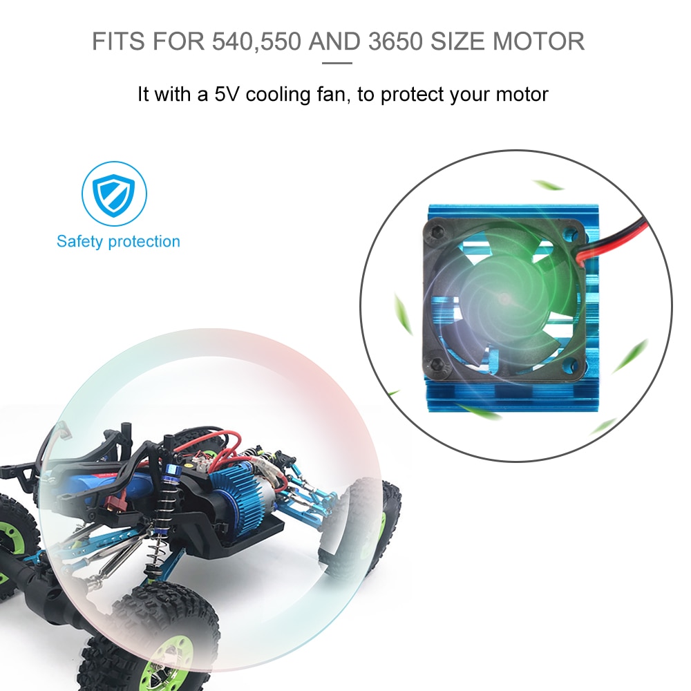 Piezas de RC azul Motor eléctrico sin escobillas cubierta de disipador de calor refrigeración RC Motor ventilador de coche disipador de calor seguro buen calor disipación