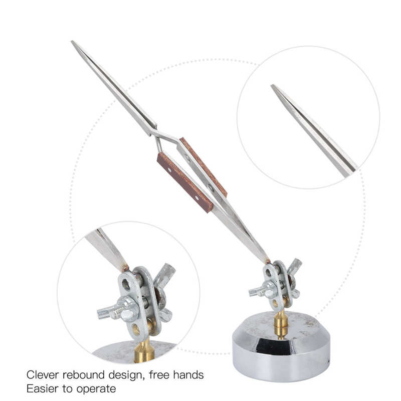 Soporte de tres manos con pinzas para soldadura de joyas, suministros de artesanía de Punta curva recta, pinzas de soldadura de joyería