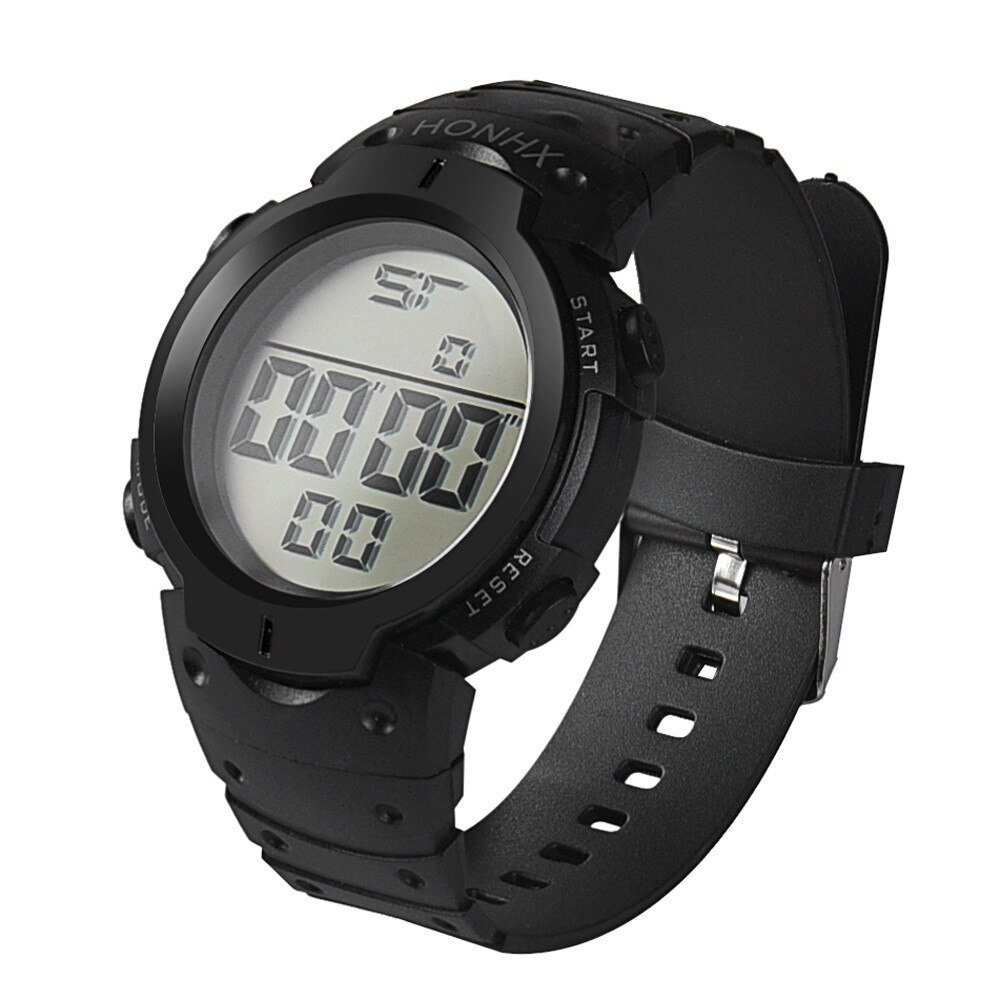 Wasserdicht männer Junge Lcd Digital Stoppuhr Datum Gummi Sport Armbanduhr lässig Uhr Neue Reloj de moda # GM: Schwarz