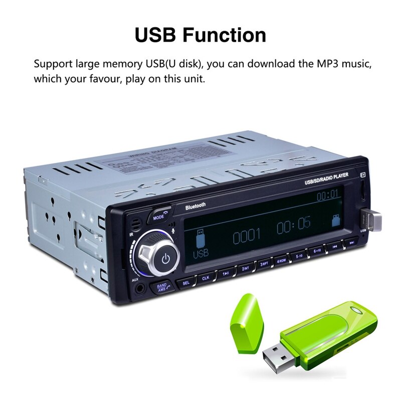 Autoradio Bluetooth DAB + RDS, lecteur MP3, écran LCD AM/WMA, FM, USB, carte SD, mains libres, Audio numérique, ISO, 1 Din, 3101