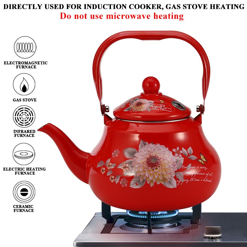 Enamel Kettle Cold Water Teapot Induction /gas Cooker Camping Kitchen Enamel Pot