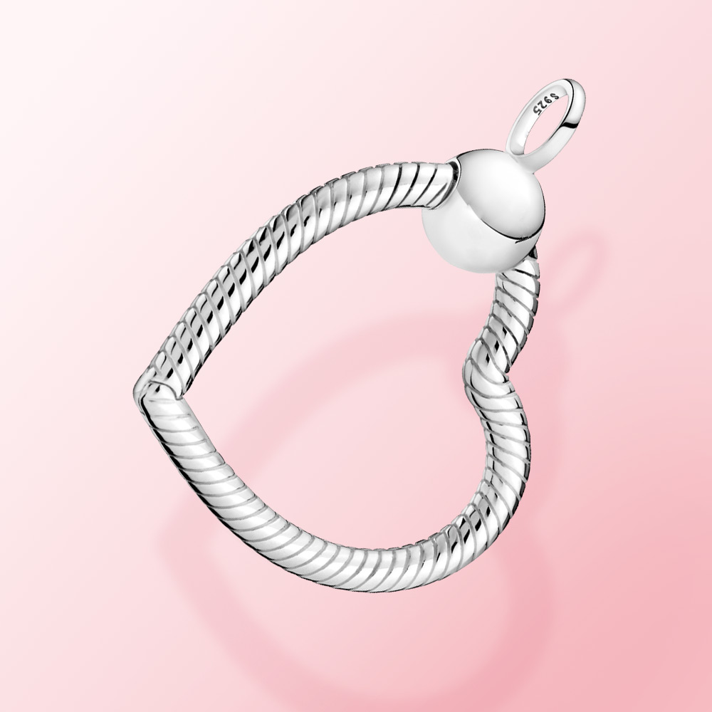 Real 925 jewelry Silver Moments Heart O Pendant charm Fit Original charm Nacklace women diy jewelry