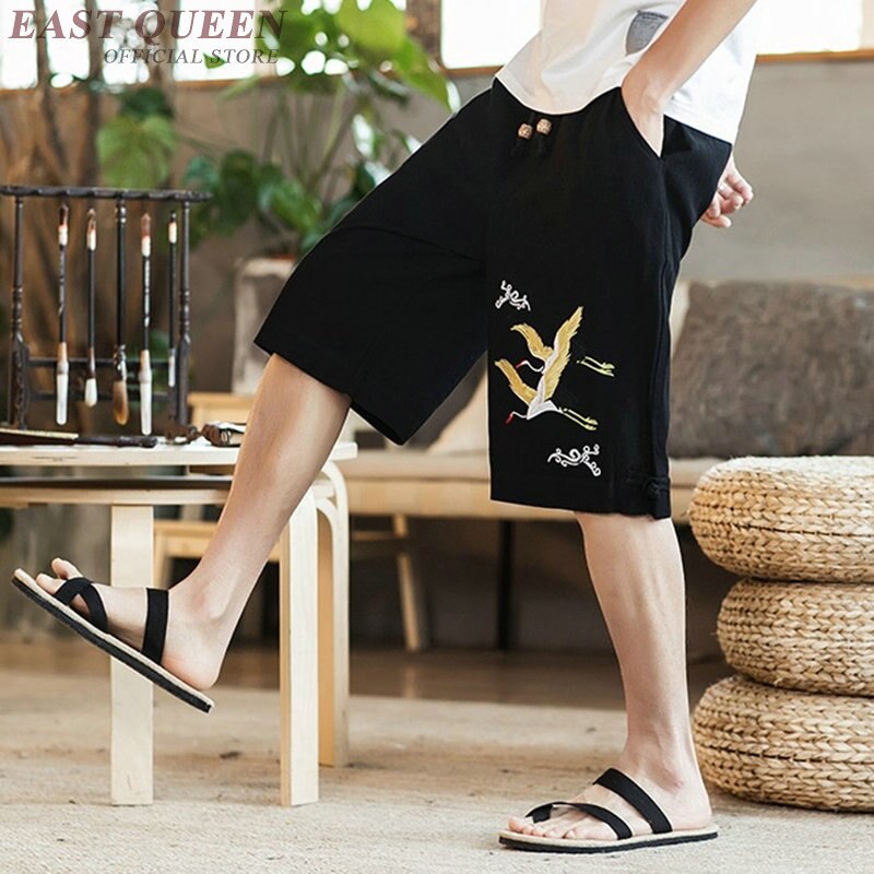 Summer short pants elastic waist loose casual short pants traditional chinese clothing for men short trousers male AA3815 Y A
