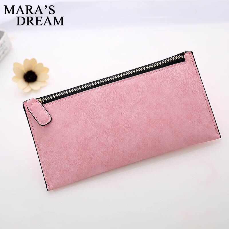 Mara's Dream Korean Version Of The Women's Coin Purse Card Bag Frosted Leather Long Wallet Explosion Models Solid Color