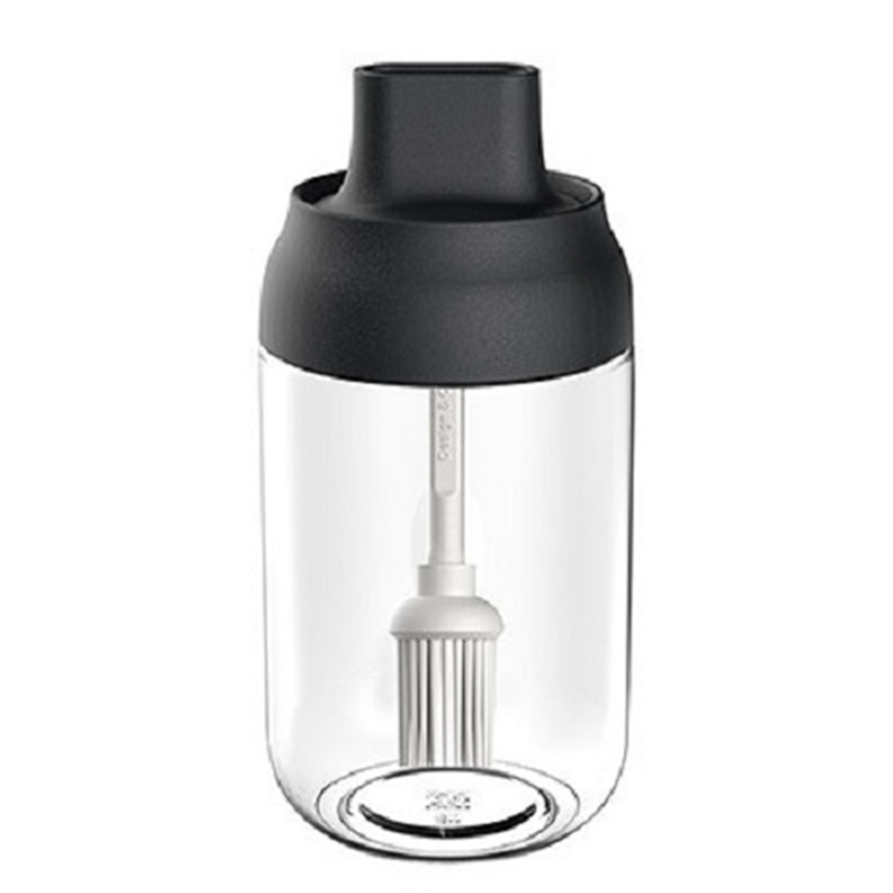 250ml peppar cruet oljeflaska sked täcka glas kök fuktbeständig honung krydda flaska kök krydda burk tank 3 stil: Oljeflaska