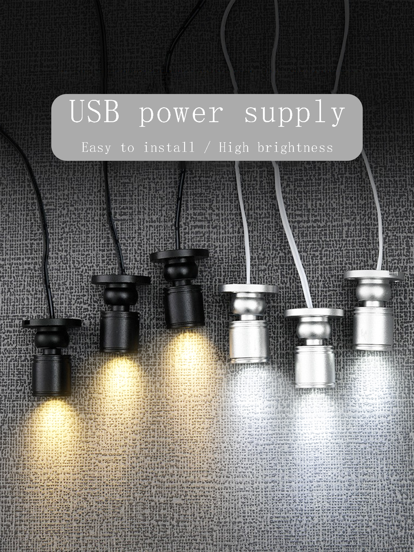 Usb-driven mini-led-spotlight - energibesparande, aluminium, lämplig för belysning under konstverk, växter, smyckesdisplayer och skåp