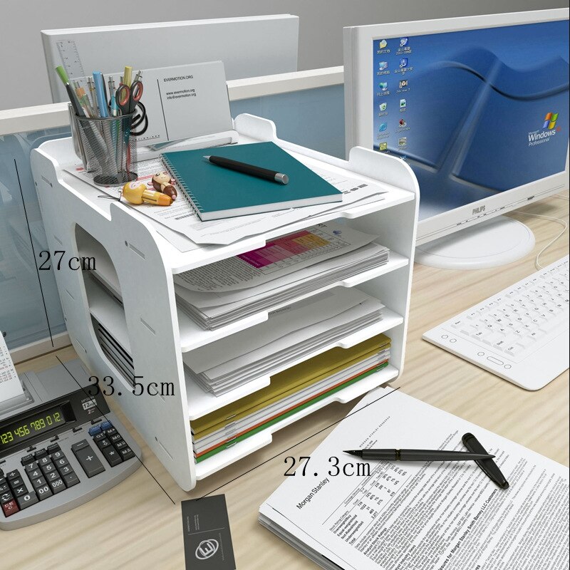 4 Layers Multifunction Document Trays File Paper Letter Holder Stationery Storage Waterproof Desk Organizer Office Accessories: B