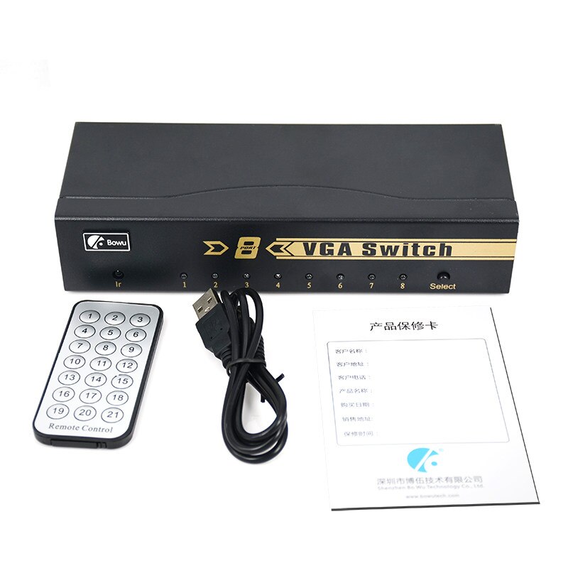 8-Port VGA Switch HD Splitter Four In And One Out Suitable For Computer Monitor Monitoring Equipment Converter Sharing Device