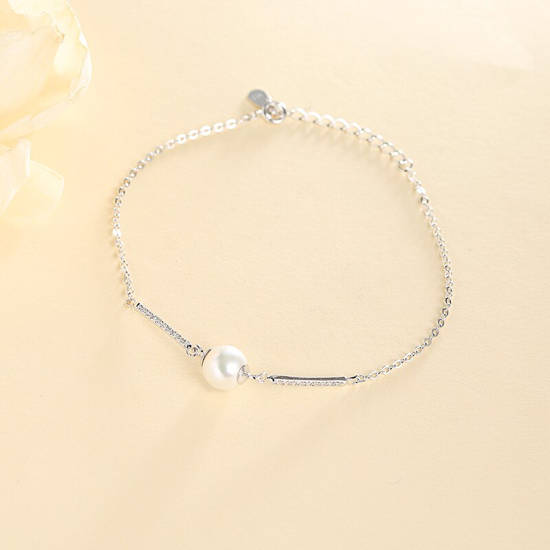 INZATT Romantic Pearl Crystal Zircon Stick Bar Bracelet For Women Birthday Party Fine Jewelry Charm 925 Sterling Silver