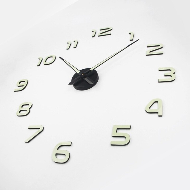 Świecąca naklejka na ścianę zegar 100cm duże wiszące zegary DIY cyfrowe ciche świecące zegary ścienne dla domu Sztuka salon nowoczesne dekoracje
