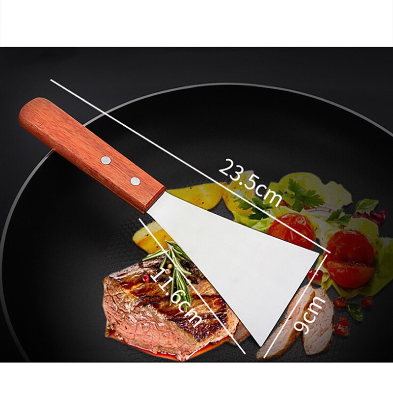 Trehåndtak rustfritt stål grillbiff pizza bakespade pizza spade ostspade