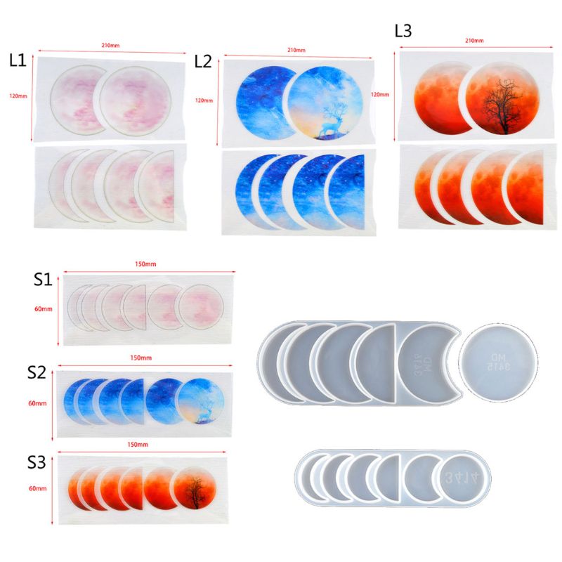 Starry Lunar Eclipse Resin Mold Astronomy Crescent Moon Phases Silicone UV Resin Casring Mold Moon Plant diy Craft Tools