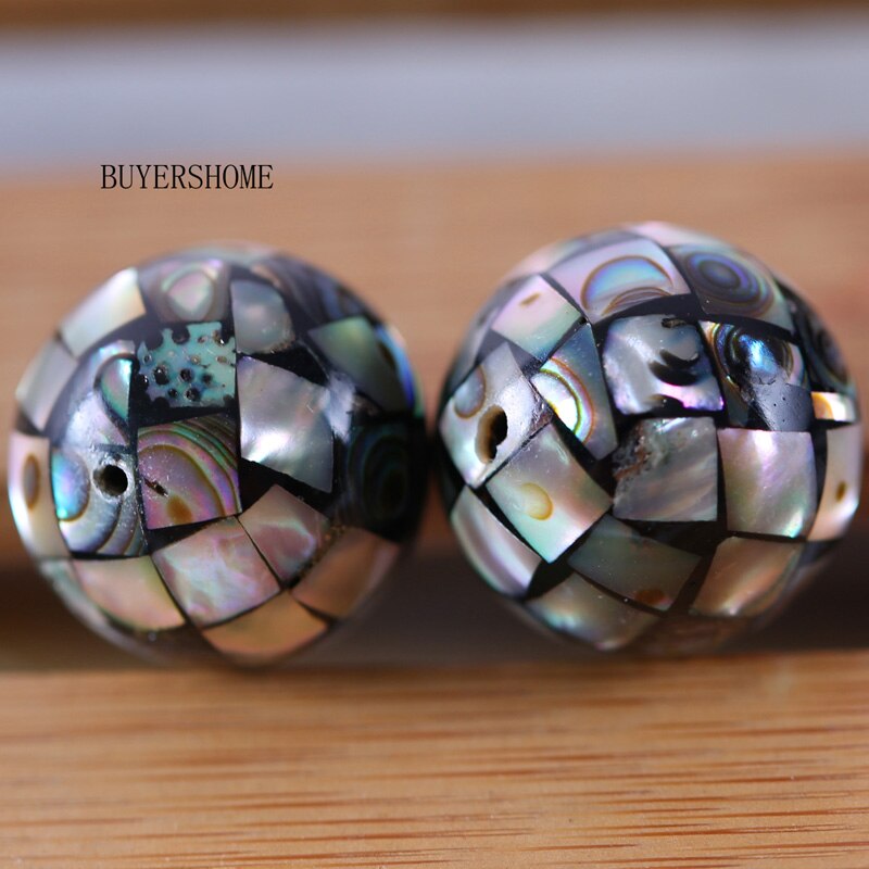 Ball 10MM 12MM 14MM 16MM 18MM 20MM Natural Blue Zealand Abalone Shell Loose Bead 2Pcs RK077-082: 18MM