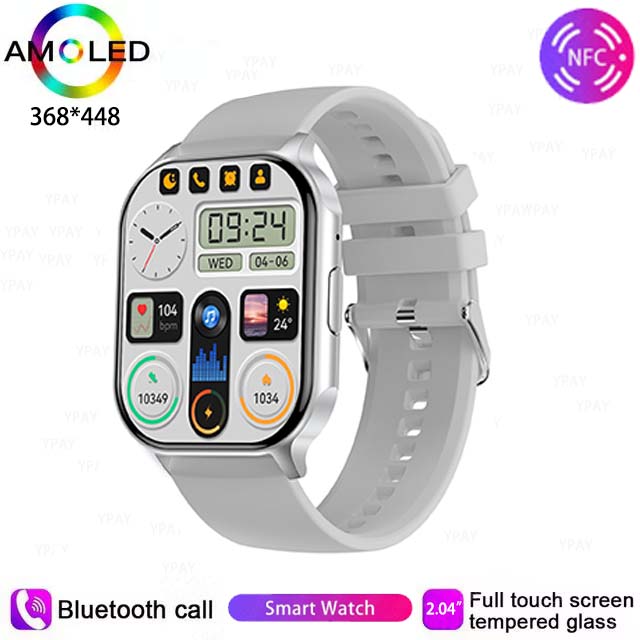 HK26 Inteligentny zegarek Mężczyźni Kobiety 2,4-calowy ekran AMOLED Bluetooth Połączenie Muzyka NFC AI Głos Niestandardowa tarcza sport zdatność naganiacz zwierza Smartwatch: czarny