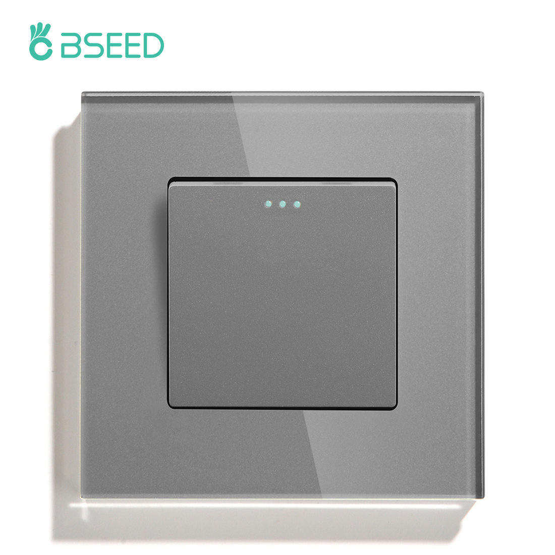 BSEED – interrupteur poussoir mécanique pour applique murale, 1/2 gangs, 1 voie, bouton de commutation à rebond automatique avec cadre en verre, 250V: Rouge