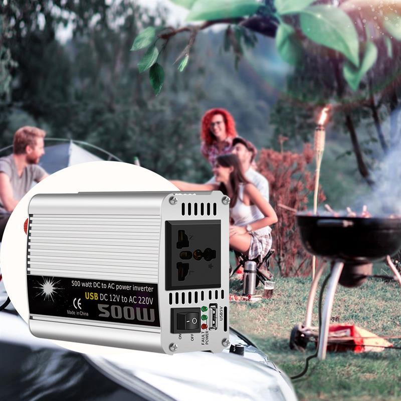 Onever 500W Car Inverter 12v 220v 50Hz Auto Inverter 12 220 Cigarette Lighter Plug Power Converter Inverter Peak Power 1000W