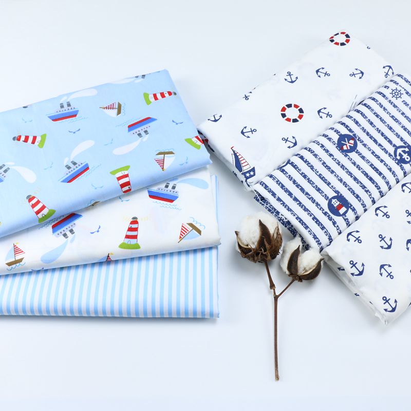 Décoration de literie pour bébé garçon, bateau de plaisance, oreillers à coudre, Patchwork à faire soi-même, tissu 100% coton en sergé 50x50cm