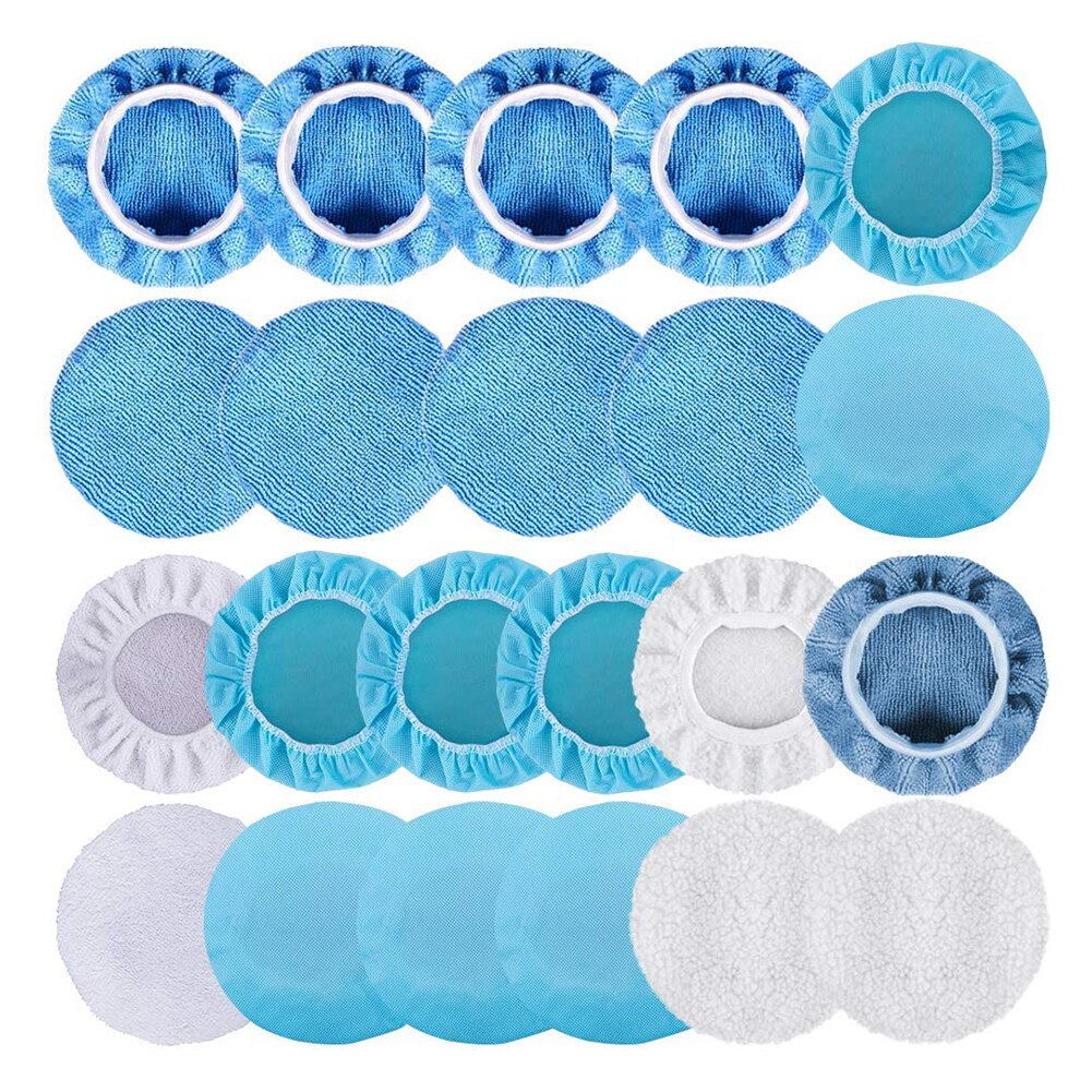 Microfiber Car Polishing Bonnet 22 in 1 Polishing Pad Bonnet Waxing Bonnet Set Kit for 9-10 inch Car Polisher