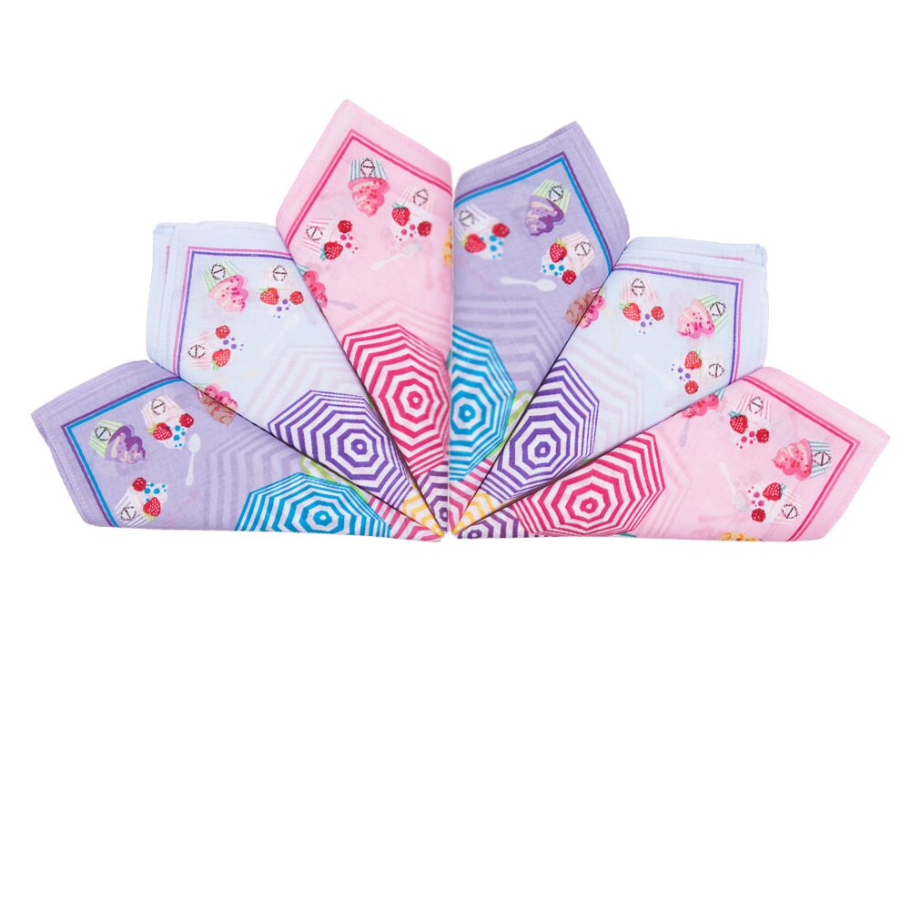 Cotton Handkerchief Flower For Girl Children 1 Set: 6PCs-2