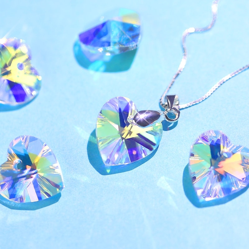 Best 14mm 28pcs/pack charms love heart crystal AB glass beads crystal beads gems for Jewelry making Necklaces Earrings