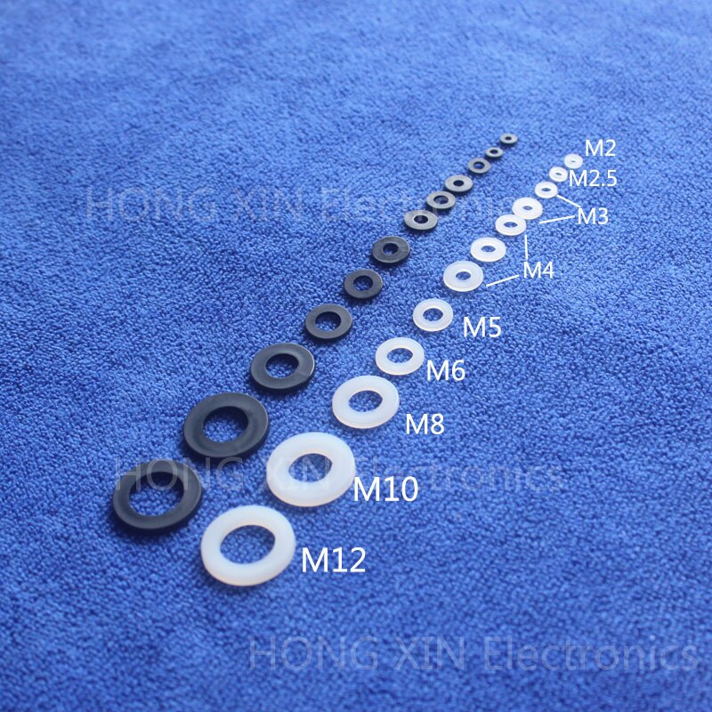 M5*10*1 zwarte 100 stuks nylon ring plastic platte afstandsring dikte ronde ronde pakkingring ronde