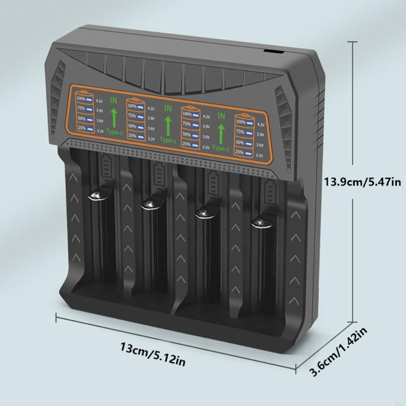 462E Intelligent 4 Bay Battery Adapter for Various 3.7V Lithium Batteries Including 18650 26650 21700 10400