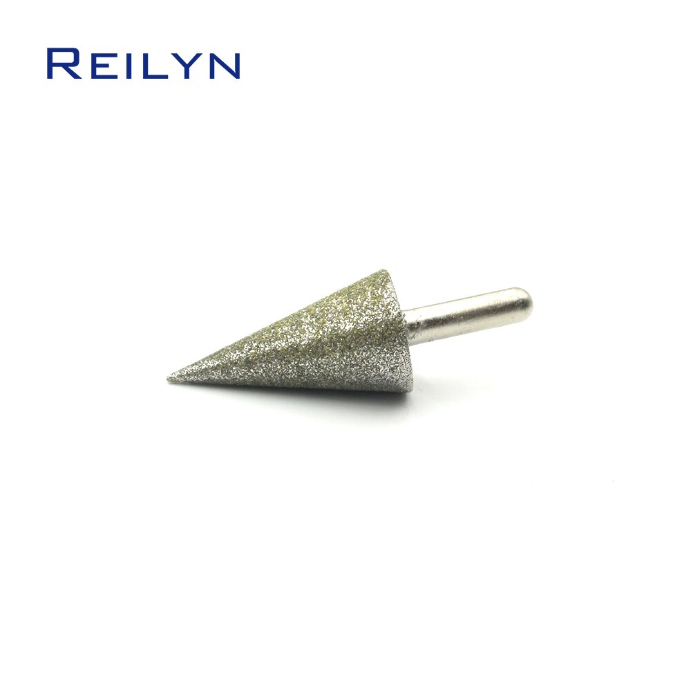 Angle 30 degree 60# shank 6mm 12mm-30mm Grinding Head Diamond Grinding burr Emery grinding bits for diamond stone raw materials