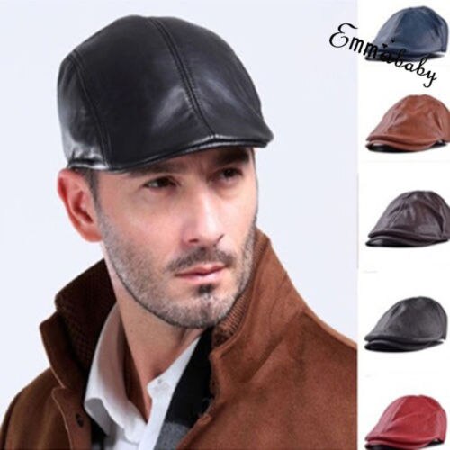 Gorra de hiedra plana de cuero Vintage para hombre, gorro de Newsboy gatsby, gorro de motorista, sombrero de boina