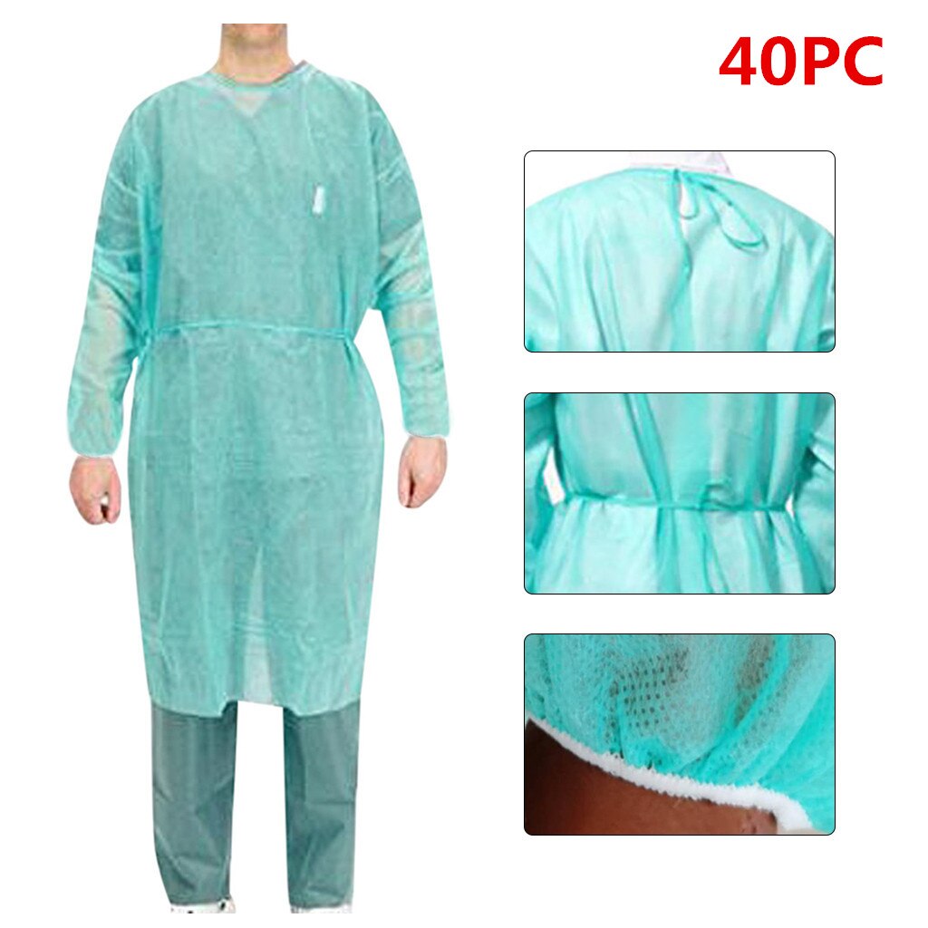 5/60 pz monouso non tessuto abiti abito tuta verde tuta protettiva C tuta monouso anti polvere abbigliamento sanitario @ 40: 40pezzi-verde