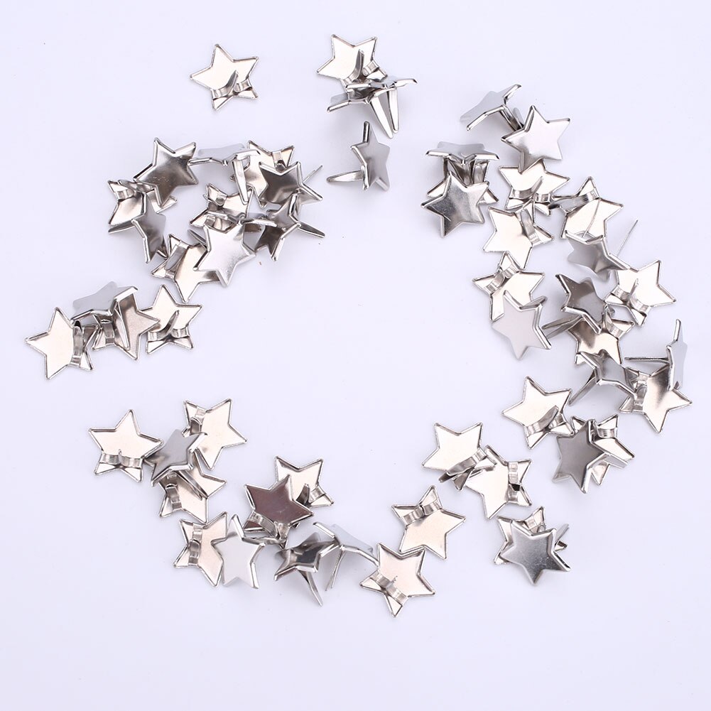 50 stk fem spidse stjerne metal brads nitter fastgørelse udsmykning scrapbooking
