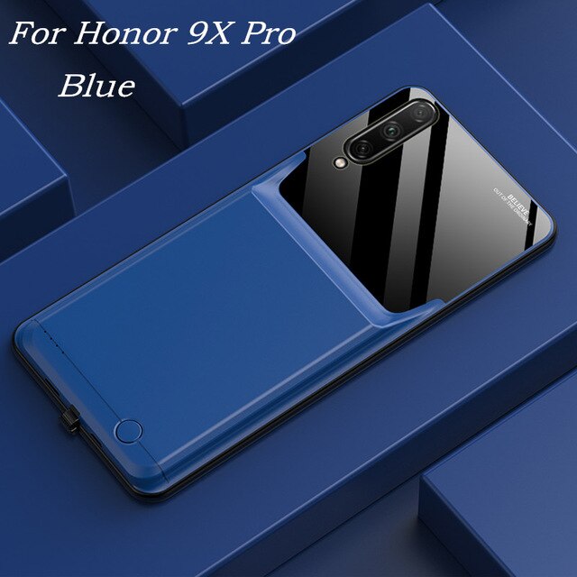 Acculader Gevallen Voor Huawei Honor 9X Pro Extended Telefoon Power Case 6000Mah Slim Backup Power Bank Pack Opladen cover Case: Blue